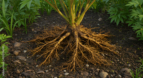 Peony Plant Roots Decaying in Poorly Drained Flower Bed photo