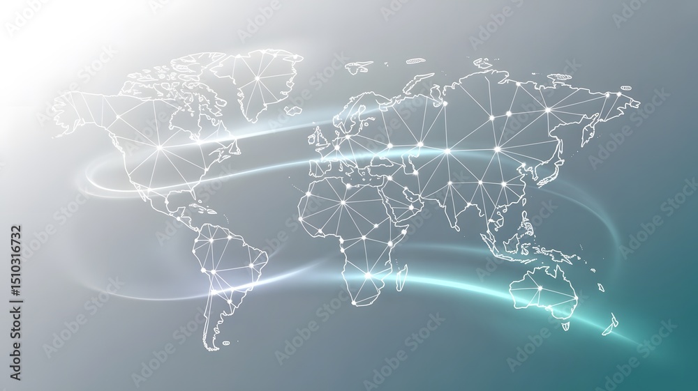 Obraz premium Global network connection world map abstract background