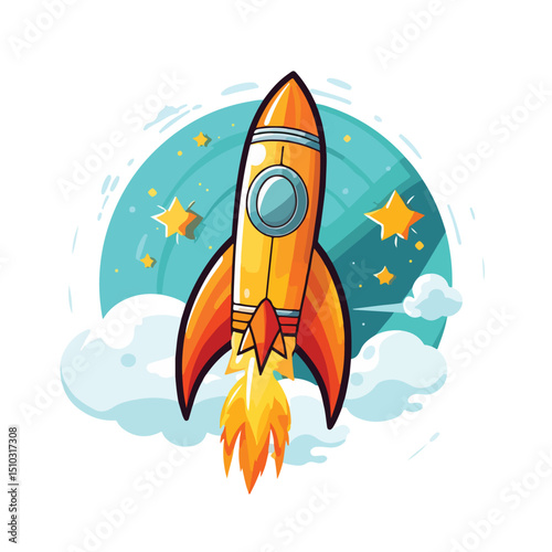 Rocket Startup Symbol Vector Illustration Isolated on White Background