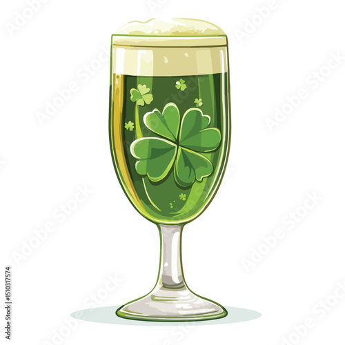 Saint Patrick's Day in Ireland: Tradition of Green Beer Glass for Festive Celebration