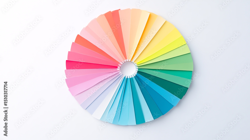 Obraz premium Colorful wheel with pastel colors on a white background.