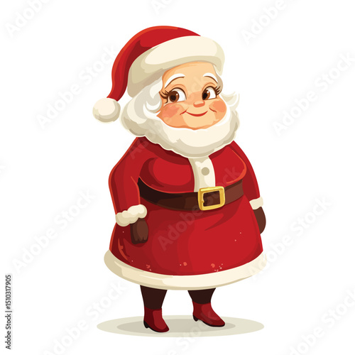 Cheerful Santa's Wife Cartoon Illustration for Christmas Season Vector Design