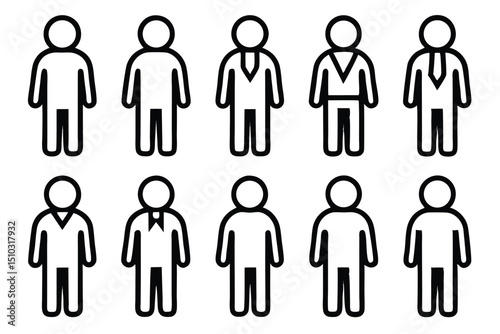 Conceptual vector illustration of stylized people icons representing different formal attire