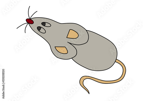 vector illustration of a little gray mouse, perfect for children's books or educational projects.