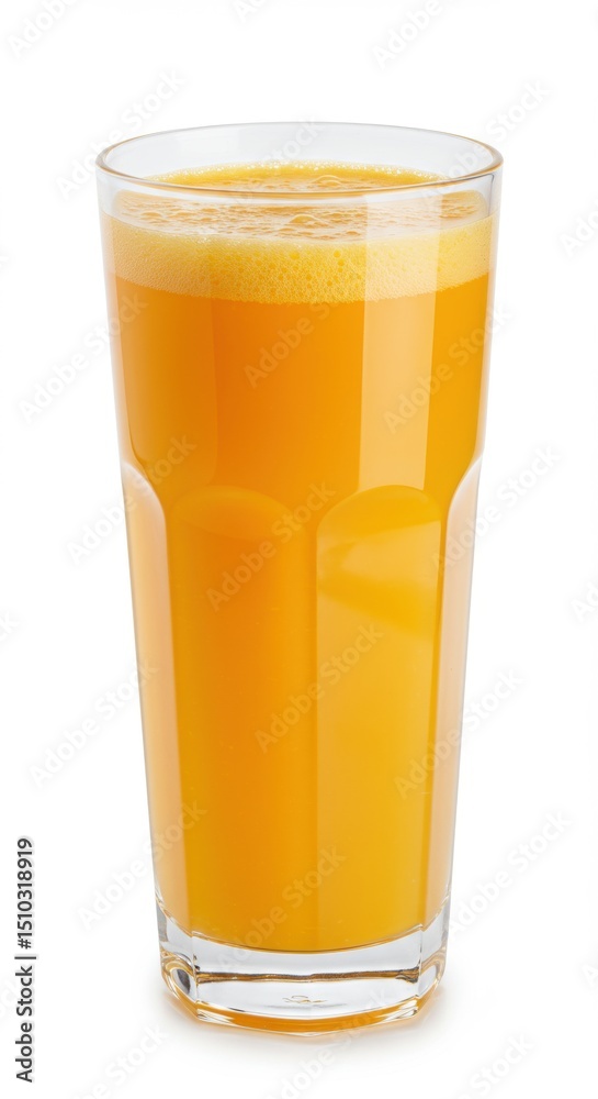 Refreshing glass of orange juice isolated on white background perfect for healthy breakfast visuals Refreshing glass of orange juice isolated on white background perfect for healthy breakfast visuals