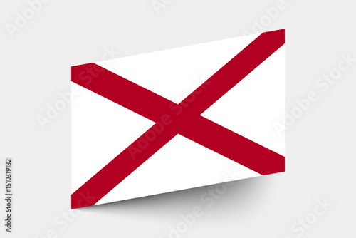 Flag of Alabama. Alabama flag official colors tilted icon digital vector illustration design.