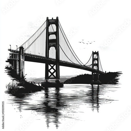 Iconic Golden Gate Bridge, artistic depiction