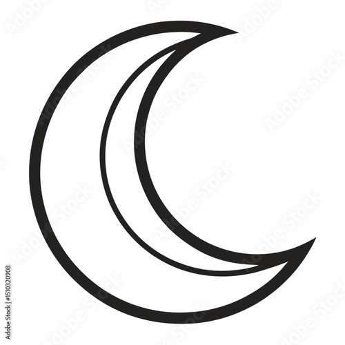 Crescent moon line art simple night sky symbol