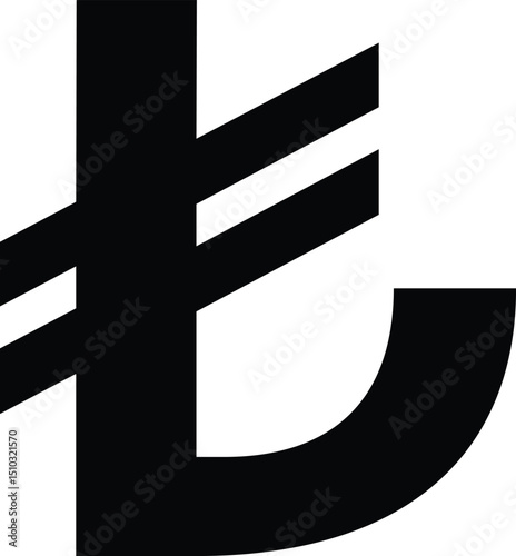 minimalist black lira symbol icon for financial and economic use