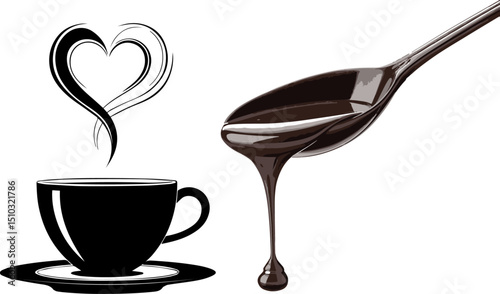 Molasses or Chocolate Dripping from a Spoon - Sweet Syrup Design