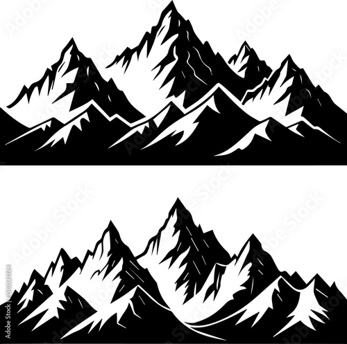 Mountain Range Silhouettes - Peaks and Ridges Vector Set