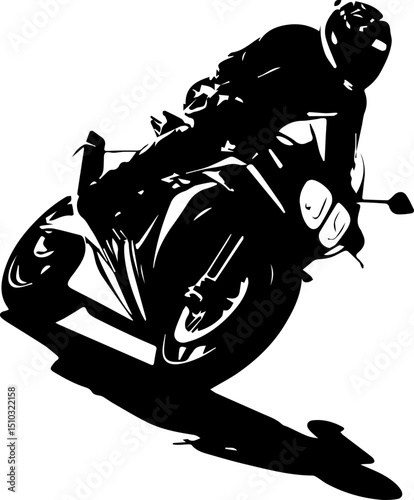 Dynamic MotoGP Motorcycle Racer Silhouette - Action Sports Vector Illustration