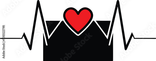 National Atrial Fibrillation Awareness Vector with Heart and ECG Line