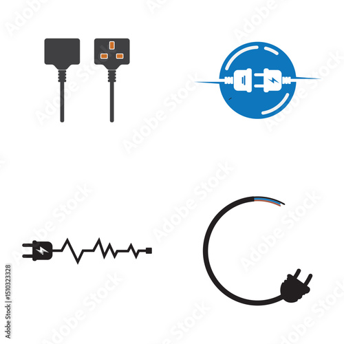 electric Plug logo vector template design