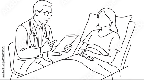 Medical Consultation Scene Doctor with Patient Vector