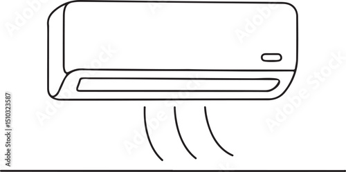 Home Air Conditioner Line Drawing Minimal Style