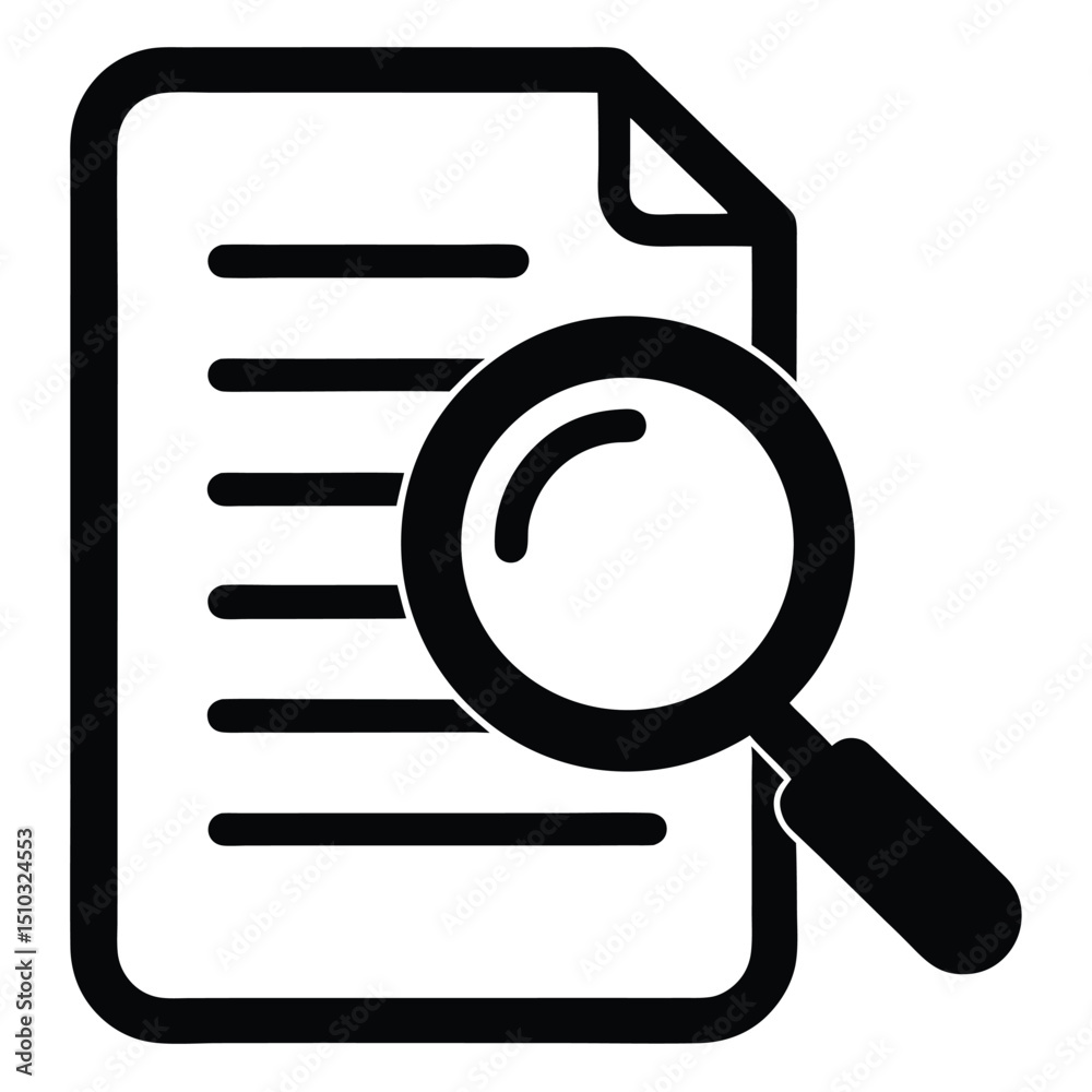 Document review magnifying glass search analysis icon Document review magnifying glass search analysis icon