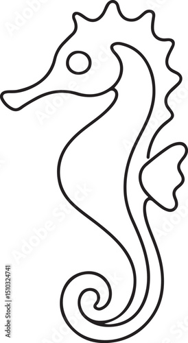Cute Sea Horse Minimalist Logo Identity Drawing