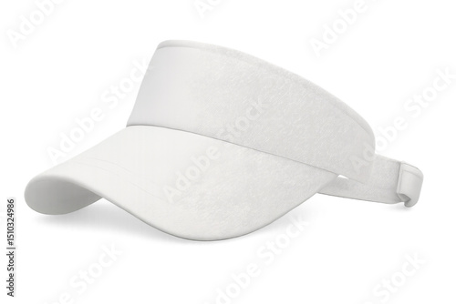 White tennis visor cap on transparent background, perfect for sports and casual wear