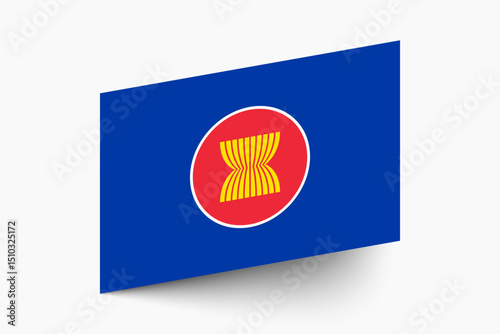 Flag of Association of Southeast Asian Nations. Association of Southeast Asian Nations flag official colors tilted icon digital vector illustration design.