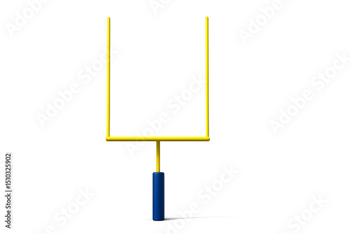 Yellow american football goal post on transparent background