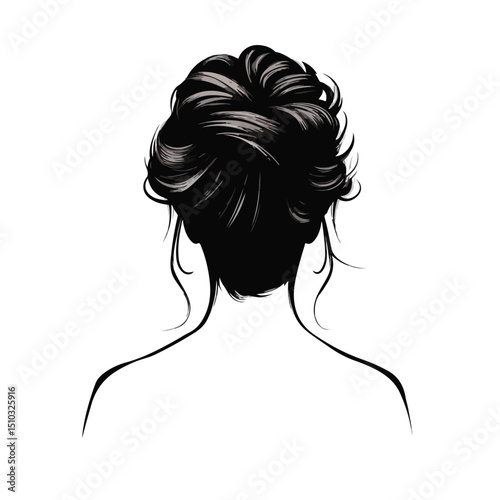 Chic Faceless Woman Silhouette Vector Fashion Hairstyle Design Element