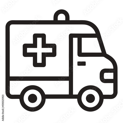 Emergency medical services vehicle icon line art illustration