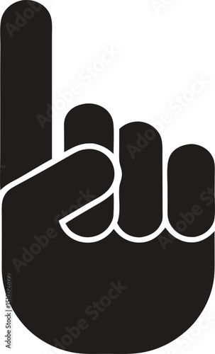 Black Foam Finger Illustration Number One Fan Gesture, Icon, and