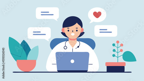 Female doctor online consultation medical healthcare laptop