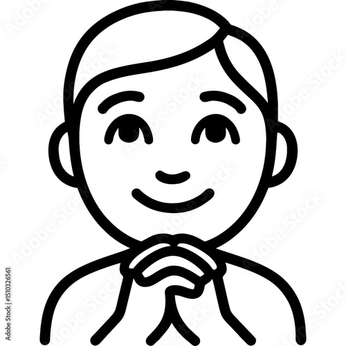 Outline vector icon of hope with clasped hands