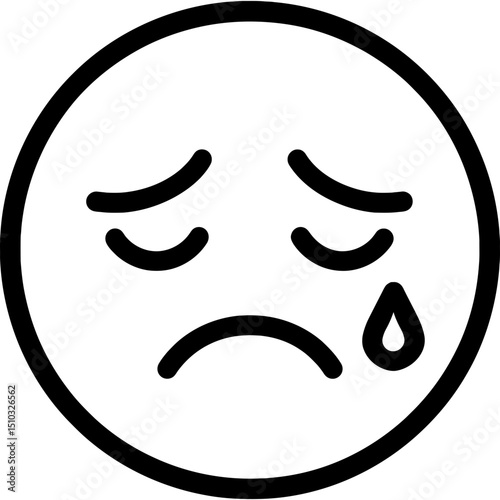 Minimalist icon of lonely face with tear