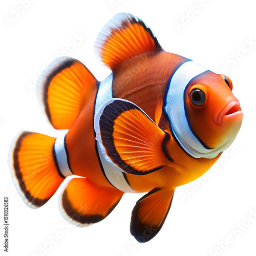 Vibrant orange clownfish isolated on a white background ai generated png photo