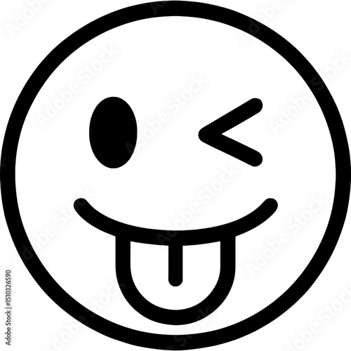 Minimal teasing face icon with wink
