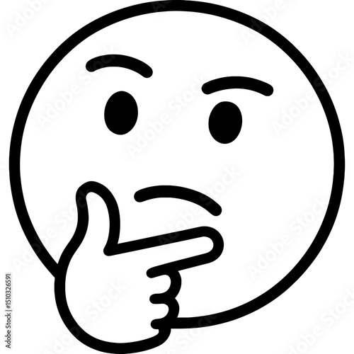 Thinking face icon with hand on chin