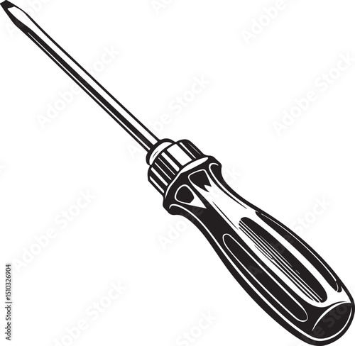 Awl Hand Tool, Workshop and Craftsman, Vector Illustration, Sketch Drawing Line Linear Symbol Icon Engraving Coloring Book, Hand-drawn Black and White Isolated
