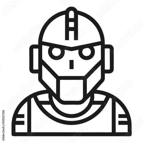 Futuristic robot avatar icon line art design