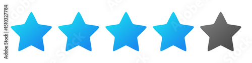 Five stars icon with blue gradation for web app or mobile app. stars vector illustration