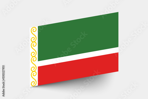 Flag of Chechnya. Chechnya flag official colors tilted icon digital vector illustration design.