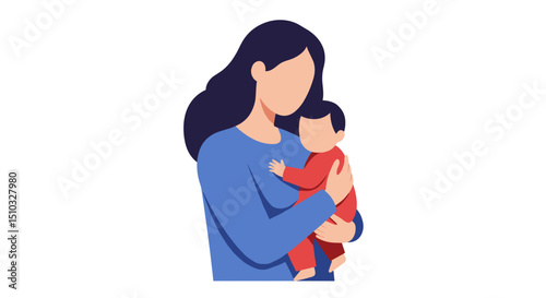Mother holding baby with love