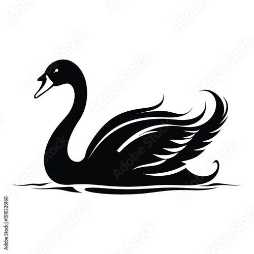 Swan silhouette of simple minimal vector
