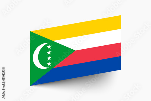 Flag of Comoros. Comoros flag official colors tilted icon digital vector illustration design.