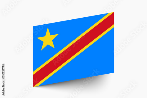 Flag of Congo Democratic. Congo Democratic flag official colors tilted icon digital vector illustration design.