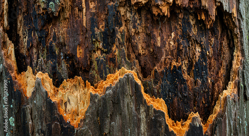Tree Trunk Rot Caused by Prolonged Soil Moisture photo