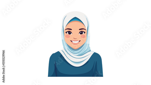 Friendly Hijabi Girl Portrait Vector
