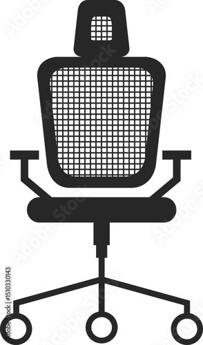 modern office computer chair icon in dark grey and clear background editable vector illustration