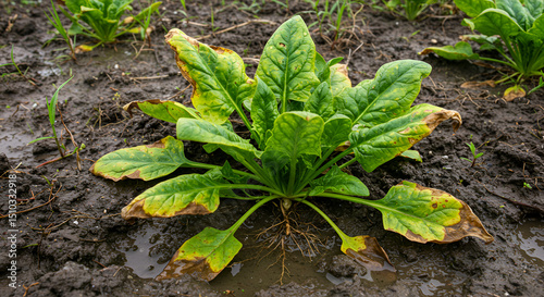 Visual Effects of Root Anoxia in Waterlogged Spinach photo