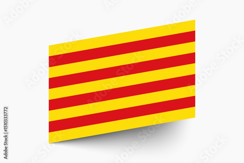 Flag of Catalonia. Catalonia flag official colors tilted icon digital vector illustration design.