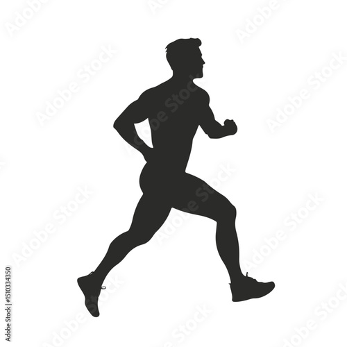 Professional vector illustration of a man doing fitness training exercises in silhouette form