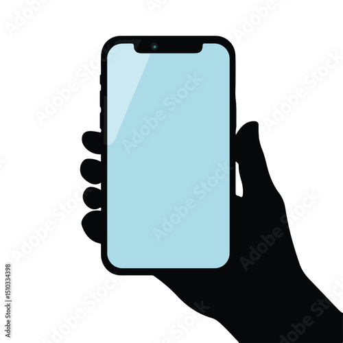Professional Silhouette Vector of Smartphone Device with Mobile Screen for Graphic Design