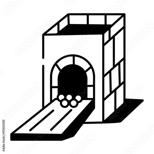 An icon denoting a coal chute in sketchy style
